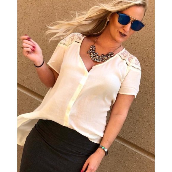 Kori America Lace Shoulder Blouse, Ivory - Picture 1 of 3